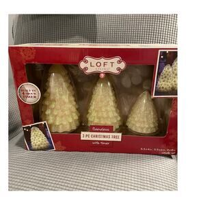 NWT Loft Living Set 3 pc. Flameless Glittery Pine Tree Set w/Timer